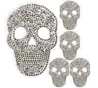 Healifty 5 parches de cráneo de estrás para planchar, diseño de calavera, para planchar, para coser, ropa, niños, adultos, manualidades
