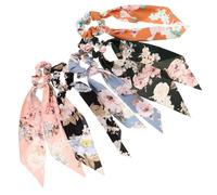 Healifty 5 Piezas Cintas para Cabello con Lazo Bandas Elásticas de Satén para Coleta Accesorios Vintage con Diseño Floral Retro para Mujeres y Niñas Colores Surtidos