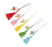 Healifty 5 piezas Colgante de Gato Suerte Cerámico Adornos Colgantes Artesanales para Llavero Teléfono y Bolso Decoración Práctica y Creativa Regalo Pequeño Artesanal