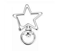 Healifty - 50 cierres de metal giratorios en forma de estrella con cierre de mosquetón para llavero, para manualidades, joyería, búsqueda (plata)
