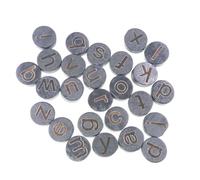Healifty 78 Piezas Piezas del Alfabeto de Madera, Rebanadas de Letras Redondas Negras, 26 Letras Minúsculas Grabadas, 7mm, Superficie Lisa, para Manualidades y Bricolaje