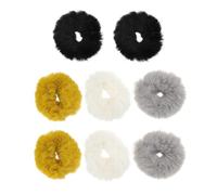Healifty 8 piezas Coleteros de Pelo Esponjosos para Niñas Bandas Elásticas Suaves y Resistentes Negro Gris Mostaza y Accesorios Prácticos para Peinados Fiestas y Uso Diario