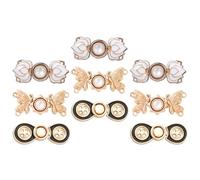 Healifty 9 Botones para Jeans Diseño, Flor y Botón de Cuatro Agujeros, Broches de Aleación Dorados para Ajustar Cintura, Pinzas para Pantalones y Prendas, Pack de 9 Piezas para Costura