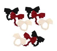 Healifty 9 Coleteros Elásticos Lazo de Satén Doble Capa Colores Negro y Burdeos Accesorios para Cabello Fino y Grueso Bandas Antideslizantes para Recogidos Uso Diario y Fiestas