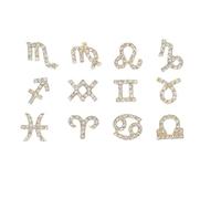 Healifty Adornos para Uñas en Aleación y Gemas de Imitación Signos del Zodiaco 12 Piezas Dorados para Decoración DIY en Casa o Salón de Manicura