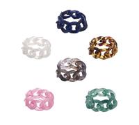 Healifty Anillos de Resina Creativos de 6 Piezas Diseño de Cadena Ajustable Colores Jelly Aleatorios Anillos Artesanales para Manualidades y Joyería de Moda Accesorios Color Aleatorio