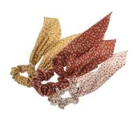 Healifty Bandas Elásticas Pelo Cintas con Estampado Floral, 3 Piezas (ladrillo, Jengibre), Coleteros Tipo Pañuelo para Mujer, Accesorios para Coletas y Peinados Diarios