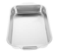 Healifty Bandeja de Acero Inoxidable para Asar Rectangular Resistente Compatible con Cocinas de Inducción para Pescado y Mariscos Fácil de Limpiar y Portátil para Uso Doméstico y