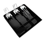 Healifty Bandeja Organizadora de Cajón Acero Inoxidable Clip Metálico Negro Compartimento para Monedas y Billetes Adecuado para Tiendas Supermercados y Oficinas