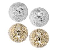 Healifty Bolas Decorativas de Cristal Craquelado 8 Cm, Set de 4 Piezas (2 Doradas y 2 Plateadas) para Decoración de Mesa y Hogar, Esferas Decorativas para Acentos y Manualidades