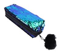 Healifty Bolsa de Lápices Purpurina Negra y Verde, Estuche Multifunción para Niñas, Material Poliéster Lavable, Diseño Sirena, Adecuado para Escuela y Maquillaje, Tamaño Compacto, Uso