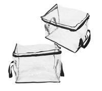 Healifty Bolsa Organizadora Transparente para Libros de Pvc 2 Piezas, Contenedor de Almacenamiento Mediano 32x24x25 Cm con Tapa y Asa, Plegable y Apilable para Oficina, Hogar y Escuela