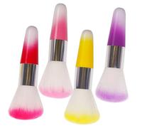 Healifty Brocha de Maquillaje para Polvos 4 Piezas Colores Rosa Morado Rojo y Amarillo Pincel Flexible para Polvo Suelto y Compacto de Uñas Adecuado para Uso Casa y Viajes