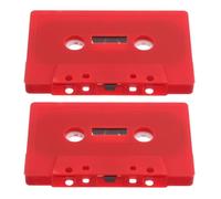 Healifty Caja de Almacenamiento Vintage de Casetes de Plástico Rojo, 2piezas Diseño Retro para Decoración en Fiestas Musicales y Uso Versátil
