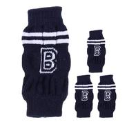 Healifty Calcetines para Mascotas Antideslizantes 4 Piezas Azul Oscuro XL para Perros Pequeños 3-8 Lbs, Fundas Protectoras de Algodón Suave para Interiores y Exteriores, Calcetines Cálidos