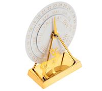 Healifty Calendario Perpetuo de Escritorio 2026 con Disco Giratorio de Madera y Base Metálica Blanca, Calendario Manual Redondo para Oficina y Decoración Funcional