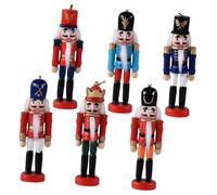 Healifty Cascanueces de Madera Pequeño 13 CM Set de 6 Figuras de Soldado para Decoración Navideña de Escritorio y Hogar Adorno Tradicional de Nogal para Ambiente Festivo