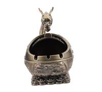 Healifty Cenicero Vintage Retro Decorativo De Metal con Tapa a Prueba De Viento, Compacto y Portátil, Color Bronce Antiguo, para Balcón, Oficina y Sala De Estar, Obsequio Elegante