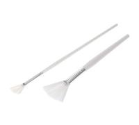 Healifty Cepillo De Belleza En Forma De Abanico 2 Piezas Mango Largo y Corto Pinceles De Nylon Suaves Para Mascarilla Facial Mujeres Uso Profesional Cuidado Facial