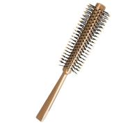 Healifty Cepillo Redondo para Secar el Cabello Pequeño Cepillo Enrollable Portátil Púas de Nylon Color Dorado y Mango Marrón Oscuro Adecuado para Peinar Volumen y Usar Viajes