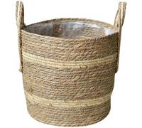 Healifty Cesta de Tejido a Mano para Almacenamiento con Asa, Cesta Portátil de Mimbre Natural Mediana 30x26 Cm, Adecuado para Flores, Decoración y Uso Doméstico