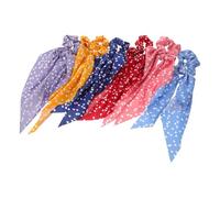 Healifty Coleteros con Lazo de Cinta para Mujer y Niña, 6 Piezas Surtidas en Amarillo, Burdeos, Azul Claro, Morado Claro, Rosa y Azul Oscuro, Elásticos de Tela con Diseño de Corazón,