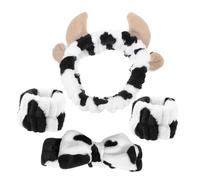 Healifty Conjunto de 3 Diademas para Lavarse la Cara Estampado de Vaca Diadema de Spa para Mujer Suave y Ligera para Maquillaje y Cuidado Piel