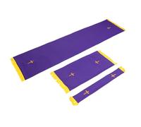 Healifty Conjunto Reversible de Paramento para Altar y Púlpito en Verde y Morado, Mantel y Pañuelo Bordado con Cruz, Juego de 3 Piezas para Decoración Litúrgica y Atuendo del Clero