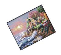 Healifty Cuadro Decorativo de Punto de Cruz Faro Marino 44x36 Cm