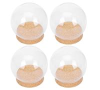 Healifty Cubierta Decorativa de Vidrio Transparente Corcho para Flores Preservadas, Esfera de 10 Cm, 4 Piezas, Adecuado para Decoración del Hogar y Exhibición de Flores Artificiales
