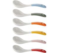 Healifty Cucharas de Cerámica Diseño Multiuso Mango Cómodo para Sopa Juego de 6 Adecuado para Comedor Familiar y Catering