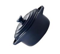 Healifty Cuenco De Cerámica Para Cocinar Con Doble Asa Con Tapa Apto Para Horno y Microondas Resistente y Duradero Para Cocina Doméstica Azul Oscuro