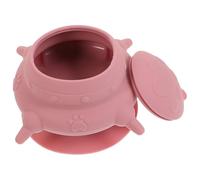 Healifty Cuenco para Amamantar Cachorros de Silicona con 4 Chupetes, Base Elevada Antideslizante, Color Rosa, Suministros para Enfermería Canina y Alimentación Práctica
