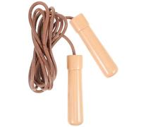 Healifty Cuerda para saltar con mango de madera y cuerda redonda de cuero marrón, cuerda para saltar para hacer ejercicio, equipo de fitness para educación física y entrenamiento físico