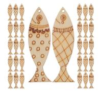 Healifty de Recortes de Madera Adornos Mural Estilo Mediterráneo para Manualidades 100 Piezas con Forma de Pez, Etiquetas de Madera sin Terminar Suministros Creativos para Bricolaje