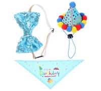 Healifty Decoración de Cumpleaños para Perros Gorro y Bandana Azul de Poliéster Algodón, Accesorio Adorable para Vestir a Mascotas en Eventos y Fotos