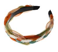 Healifty Diadema Accesorio Estético Cabello Diseño Antideslizante Cómodo Trenzada Ancha de Gasa Perlas para Mujer y Niñas Adecuado para Bodas y Fiestas