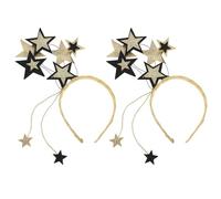 Healifty Diadema para Fiestas Lentejuelas Negras y Doradas Diseño de Estrella y Luna de 5 Puntas Set de 2 Piezas Accesorio Brillante para Cumpleaños y Año Diademas Festivas para Niñas