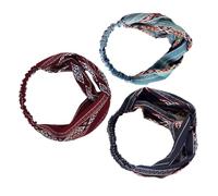 Healifty Diademas Anchas Elásticas Bohemias 3 Unidades Tamaño Ancho Bandas Deportivas Mujer para Yoga Spa Colores Azul Azul Marino Rojo Oscuro