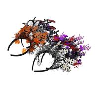 Healifty Diademas de Halloween 6 Piezas Calavera Araña Calabaza y Murciélago Accesorio para Cosplay y Disfraz Diadema Espeluznante para Fiestas y Eventos Temáticos