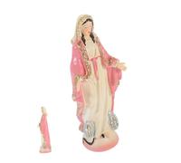 Healifty Estatua Virgen María Resina Rosa Pequeña, Figura Religiosa Artesanal Compacta, Decoración Espiritual para Hogar y Escritorio