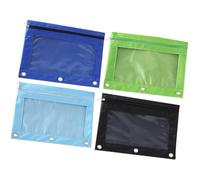 Healifty Estuche para Bolígrafos de Tela Oxford 4 Piezas Multicolor Negro Azul Real Verde y Azul Claro 3 Anillas para Carpeta Bolsa Organizadora Transparente para Oficina y Escuela