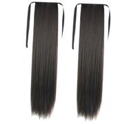 Healifty Extensiones de de Caballo Sintéticas Largas 45 CM Naturales Negras 2 Piezas Postizo de Cabello Liso para Mujer Coleta Correa para Uso Diario Fiestas y Cosplay