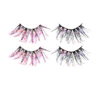 Healifty Extensiones de Pestañas Postizas Fluorescentes 25 MM Purpurina 3D Coloridas y para Mujer 2 Pares Maquillaje Natural Fiesta