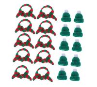 Healifty Gorros de Punto Navideños para Botella de Vino 23 Cm, Gorros y Bufandas de Hilo de Lana Suaves, Pequeños Sombreros DIY para Decoración Festiva en Hogar, Juego 20 Piezas