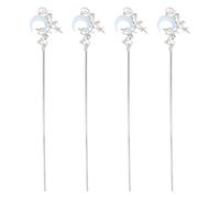 Healifty Horquillas Cabello Estilo Chino 4 Piezas Azul Líquido Diseño de Luna Palillos Antideslizantes para Moños Largos y Cabello Grueso Horquillas Vintage Decorativas para Mujer