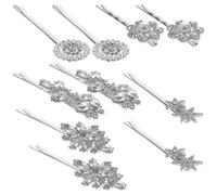 Healifty Juego de 10 Pinzas Pelo en Aleación Plata Gemas de Imitación Clásicas y Delicadas No se Desvanecen Adecuadas para Bodas y Fiestas y Sirven para Cabello Grueso o Fino