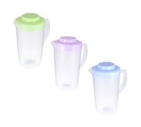 Healifty Juego de 3 Jarras de Plástico de 2l Tapa, Jarra para Agua Fría y Jugos, Diseño Resistente a Altas Temperaturas y Boquilla en Forma Redondeada