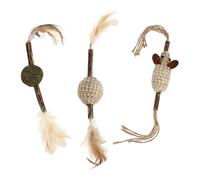 Healifty Juego de 3 Juguetes para Gatos Varillas de Madera, Plumas y Hierba Gatera para Juego Interactivo y Mantener al Gato Saludable y Feliz Varios Estilos