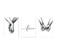 Healifty Juego De 3 Pinturas Decorativas Sobre Lienzo 15.74X23.62 Pulgadas Imagen De La Mano Amor Para Decoración Pared Dormitorio Sala De Estar Cocina